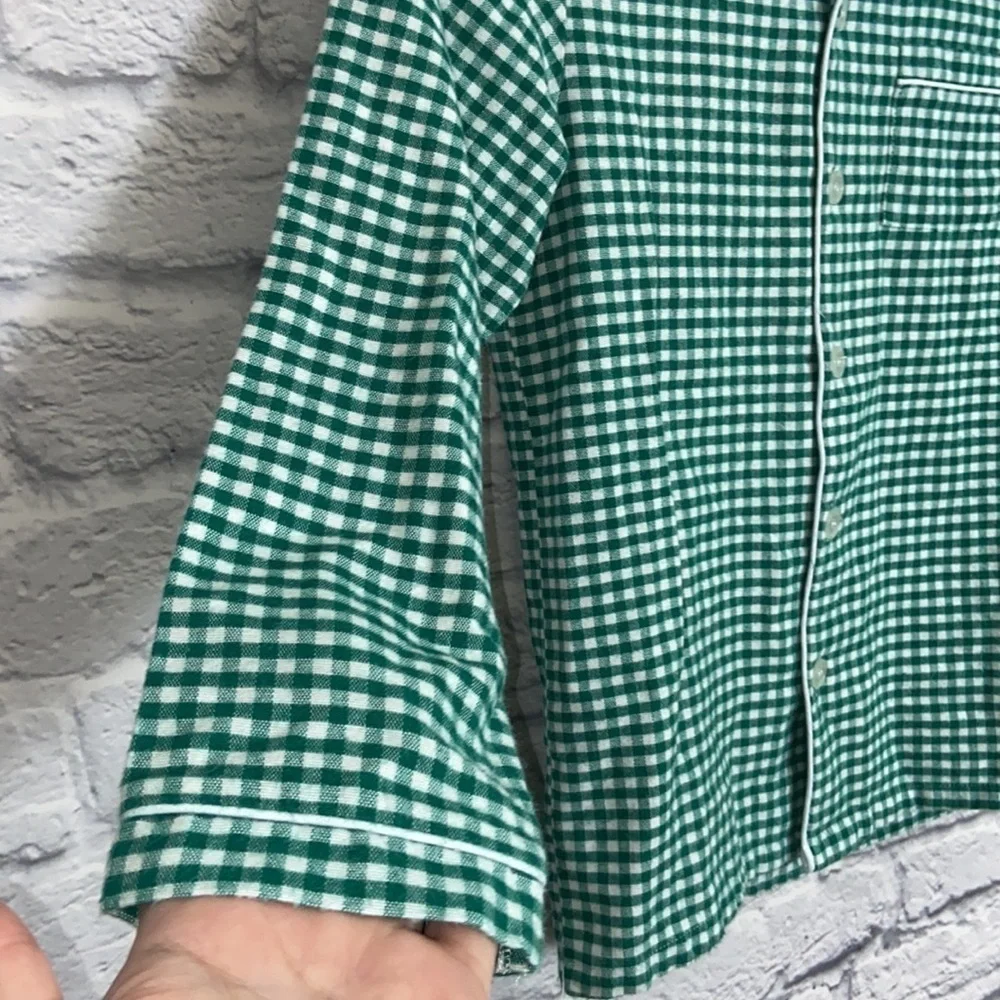 Petite Plume size 10 Green Gingham Classic Flannel Pajama Shirt